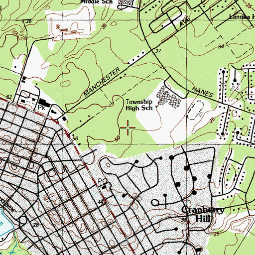 Topographic Map of Lacey Township Middle School, NJ