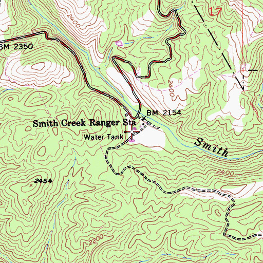 Topographic Map of Smith Creek Ranger Station, CA
