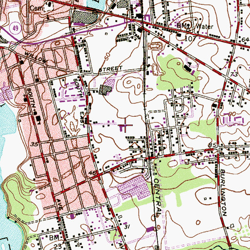 Topographic Map of Cherry Street Elementary School, NJ