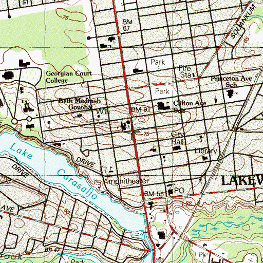 Topographic Map of Bezal-el Yeshiva School, NJ