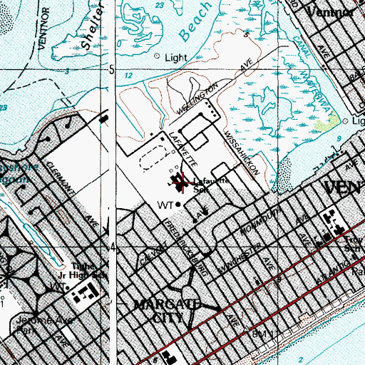 Topographic Map of Ventnor Elementary School, NJ
