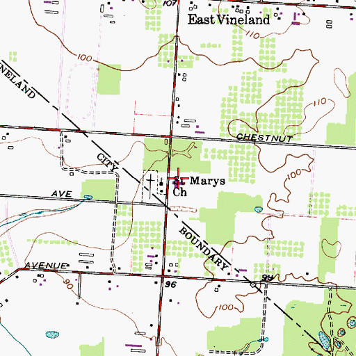 Topographic Map of Saint Mary's Regional School, NJ
