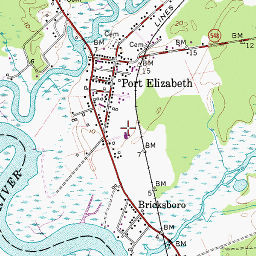 Topographic Map of Maurice River Township Elementary School, NJ