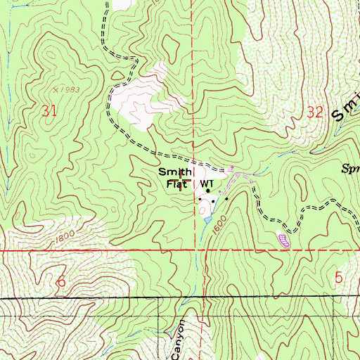 Topographic Map of Smith Flat, CA