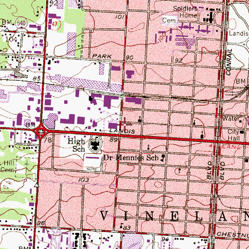 Topographic Map of Creative Achievement Academy West Avenue School, NJ