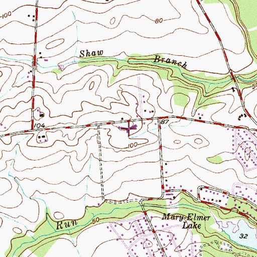 Topographic Map of Hopewell Crest Elementary School, NJ