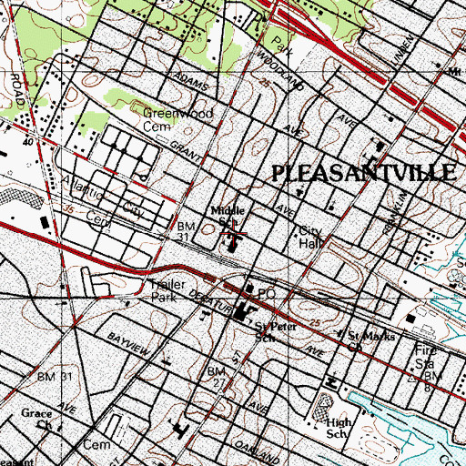 Topographic Map of Washington Avenue Elementary School, NJ