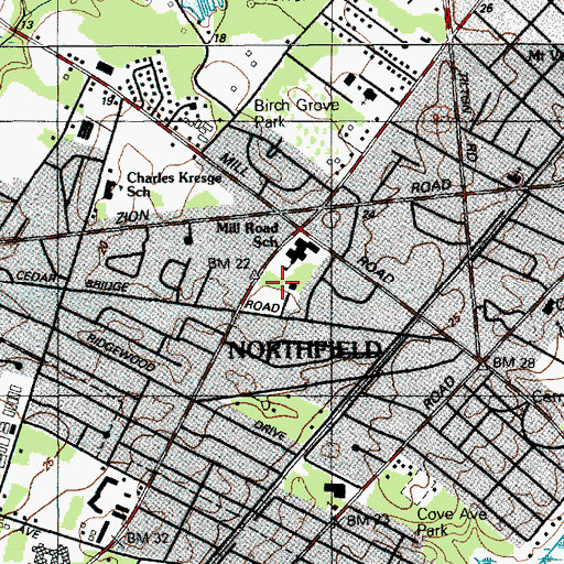 Topographic Map of Northfield Community Elementary School, NJ