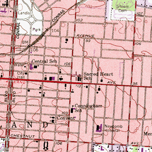 Topographic Map of Sacred Heart High School, NJ