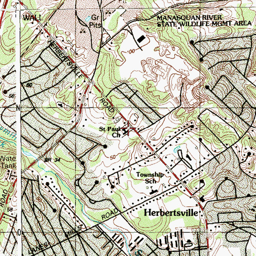 Topographic Map of Saint Paul's Christian School, NJ