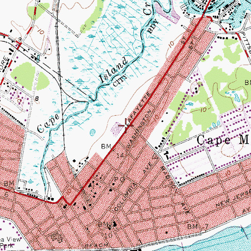 Topographic Map of Cape May City Elementary School, NJ