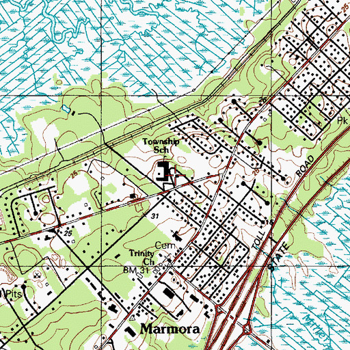 Topographic Map of Upper Township Elementary School, NJ