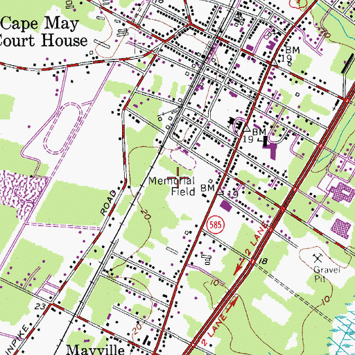 Topographic Map of Middle Township 2 Elementary School, NJ