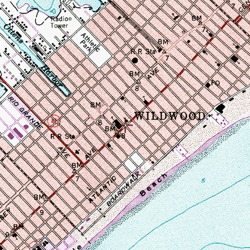 Topographic Map of Wildwood High, NJ