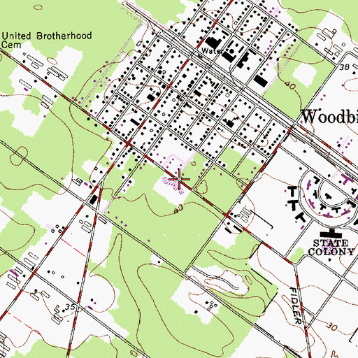 Topographic Map of Woodbine Elementary School, NJ