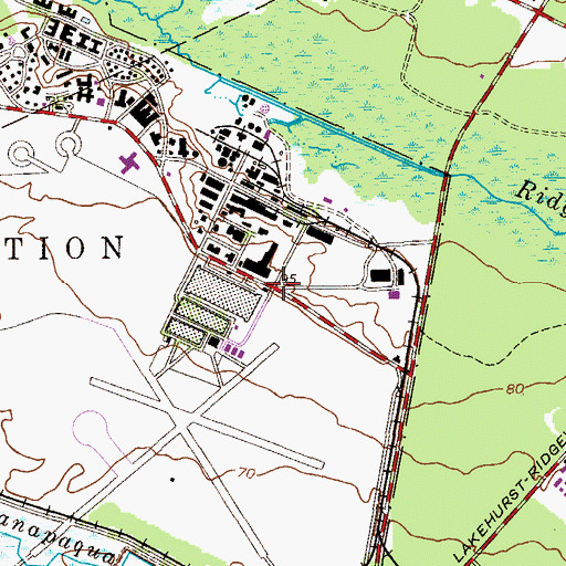 Topographic Map of Ocean County Vocational Technical School Navy Lakehurst Center, NJ