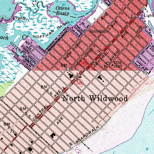 Topographic Map of Wildwood Catholic High School, NJ