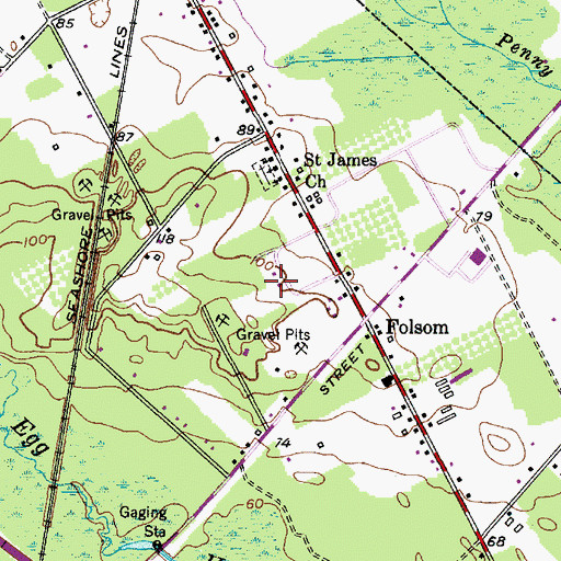 Topographic Map of Folsom Elementary School, NJ