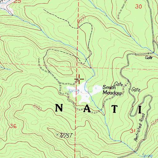 Topographic Map of Smith Meadow, CA
