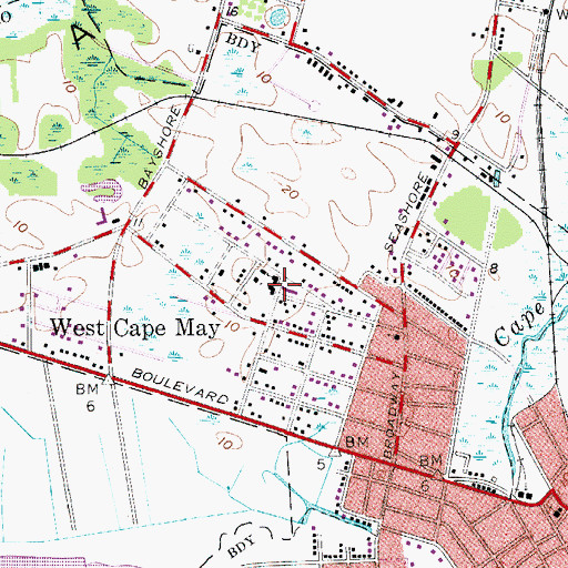 Topographic Map of West Cape May Elementary School, NJ