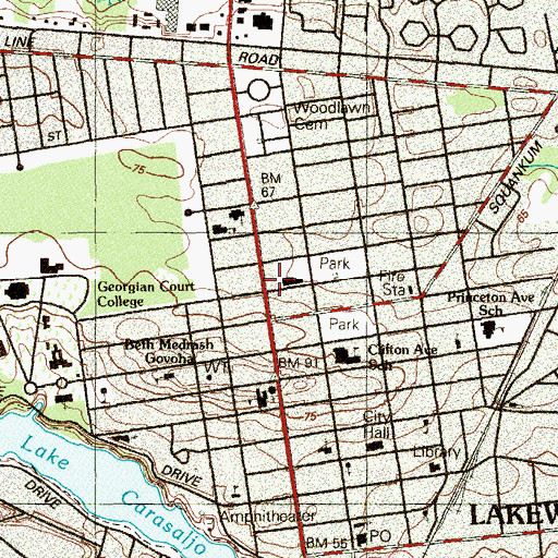 Topographic Map of Lakewood Cheder School for Boys, NJ