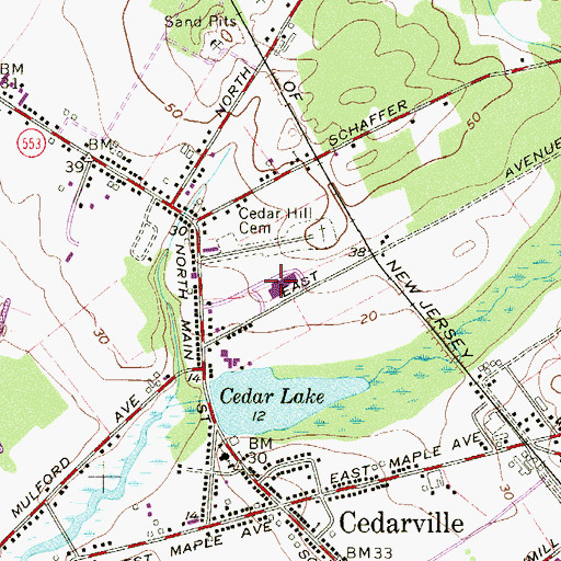 Topographic Map of Myron L Powell Elementary School, NJ