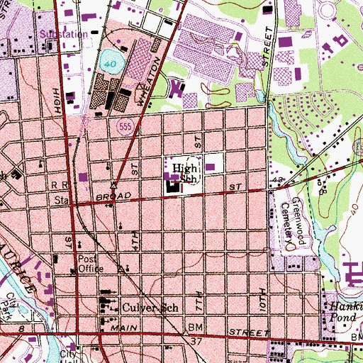 Topographic Map of Memorial High School, NJ
