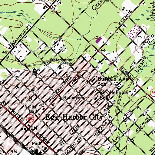 Topographic Map of Fanny D Rittenberg Elementary School, NJ