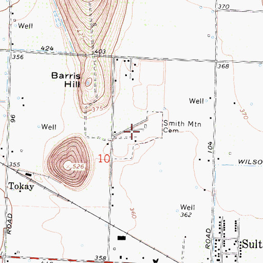 Topographic Map of Smith Mountain Cemetery, CA
