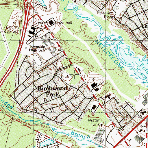 Topographic Map of Brick Community Primary Learning Center School, NJ