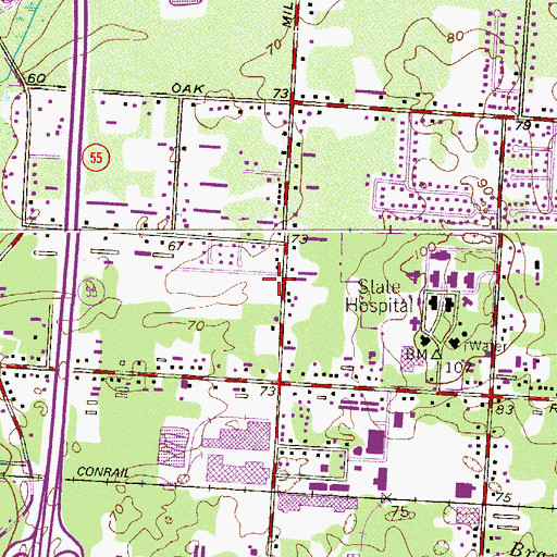 Topographic Map of Thomas W Wallace Junior Middle School, NJ