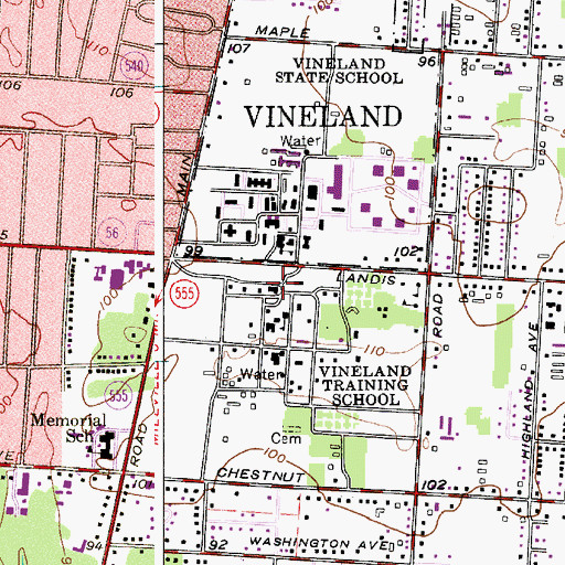 Topographic Map of Nash Education Center Preschool, NJ
