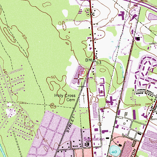 Topographic Map of Lakeside Middle School, NJ