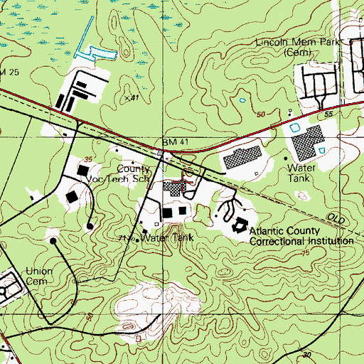 Topographic Map of Atlantic County Adult Education School, NJ
