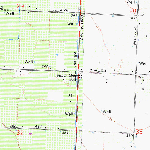 Topographic Map of Smith Mountain School, CA