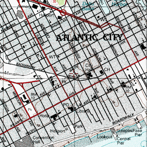 Topographic Map of Atlantic Cape Community College - Atlantic City Campus, NJ