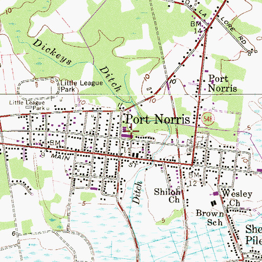 Topographic Map of Port Norris Middle School, NJ