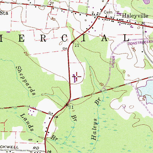 Topographic Map of Haleyville Mauricetown Elementary School, NJ
