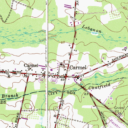 Topographic Map of Pineland Learning Center Middle School, NJ