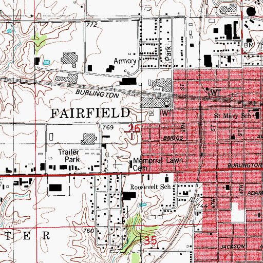 Topographic Map of Jefferson County Law Enforcement Center, IA