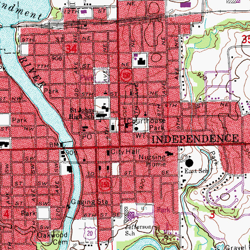 Topographic Map of Buchanan County Jail, IA