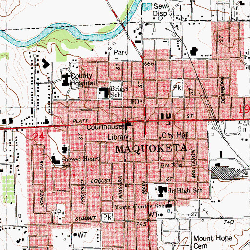 Topographic Map of Jackson County Detention Center / Jail, IA