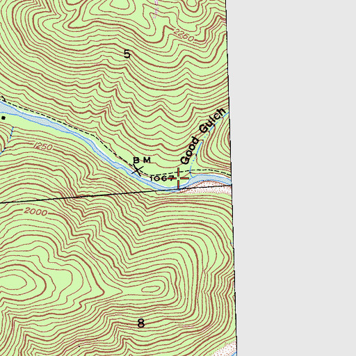 Topographic Map of Good Gulch, CA