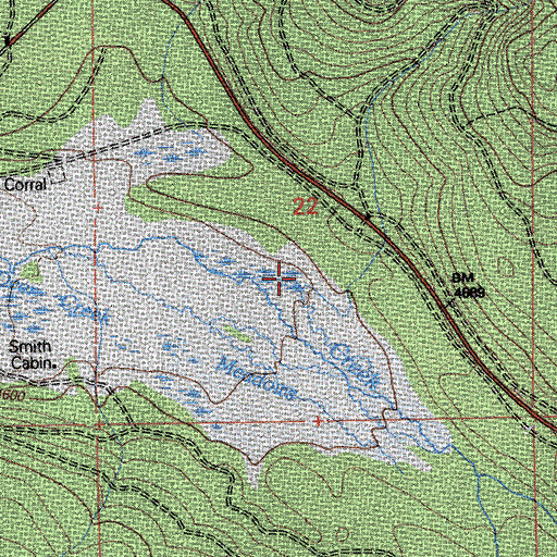 Topographic Map of Lassen Trail, CA