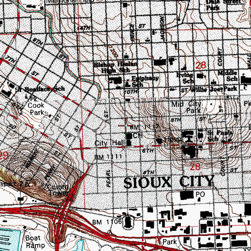 Topographic Map of Woodbury County Law Enforcement Center, IA