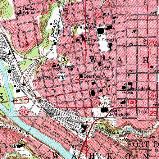 Topographic Map of Webster County Jail, IA