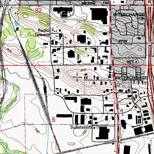 Topographic Map of Lary A Nelson Center, IA