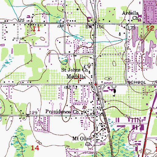 Topographic Map of Polk County Sheriff's Office - Community Policing Unit Medulla, FL