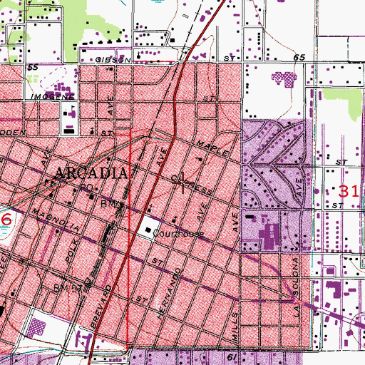 Topographic Map of Desoto County Sheriff's Office, FL
