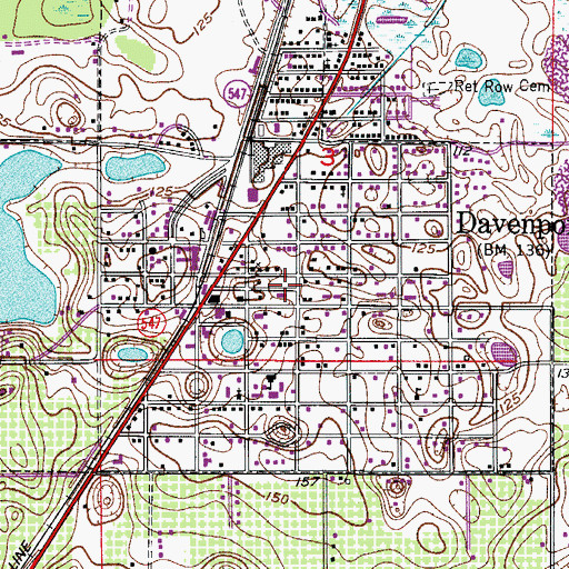 Topographic Map of Davenport Police Department, FL